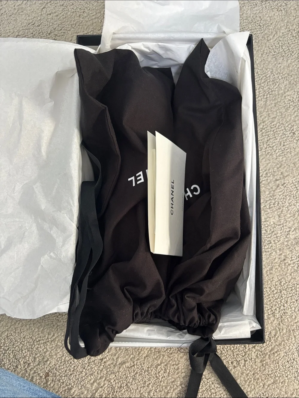 CHANEL Black Nylon Ballet Flats with Bow and CC Toe